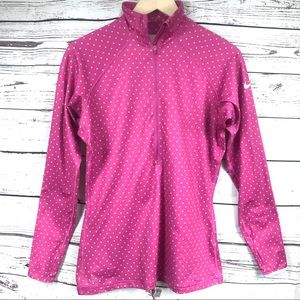 Nike Pro Pink Polka Dot Quarter Zip Pullover